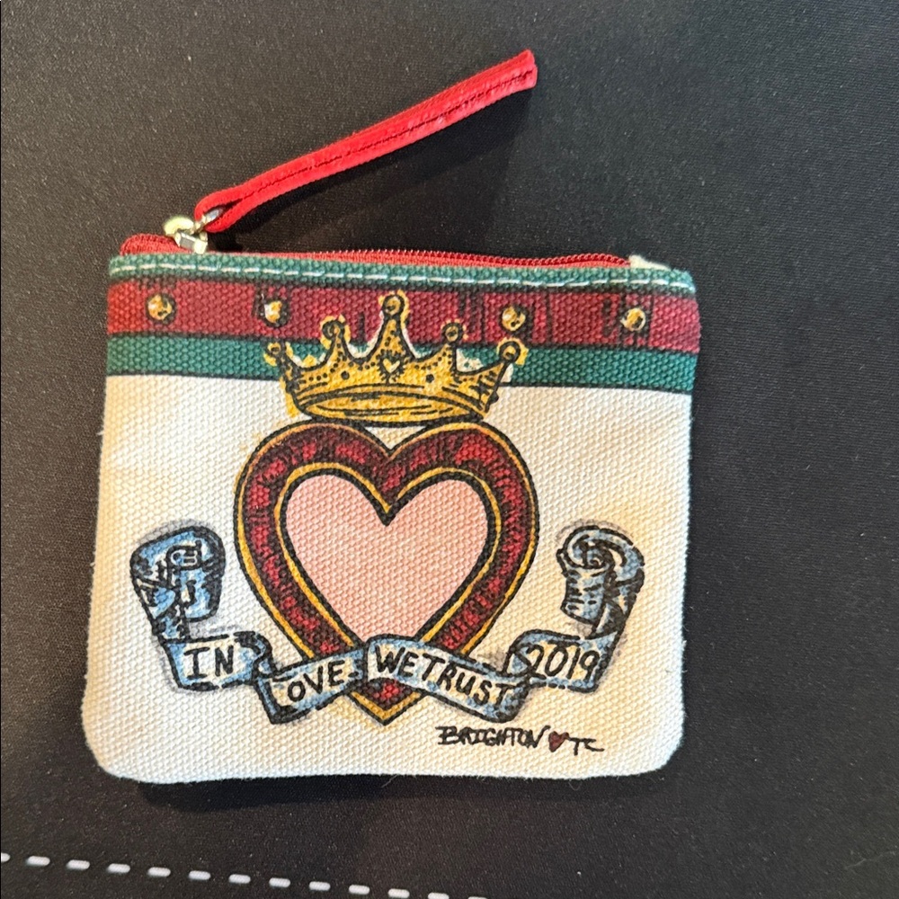 Brighton Heart and Crown Canvas Pouch In Love We Trust